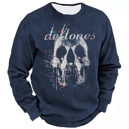 

Men's Unisex Sweatshirt Pullover Skull Graphic Prints Print Daily Sports Holiday 3D Print Streetwear Designer Casual Clothing Apparel Hoodies Sweatshirts Long Sleeve Navy Blue