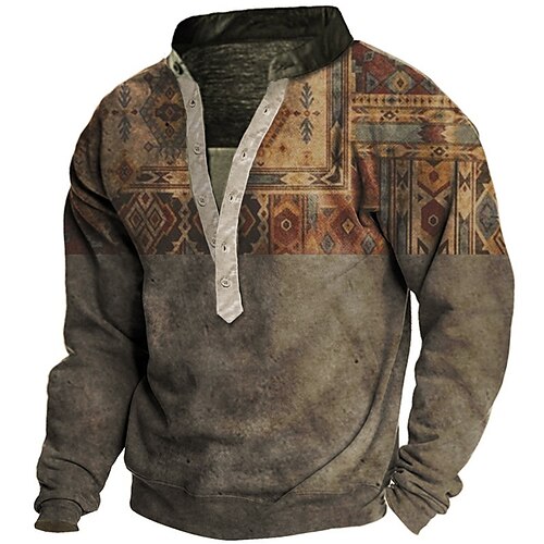 

Men's Unisex Sweatshirt Pullover Button Up Hoodie Coffee Standing Collar Graphic Prints Print Casual Daily Sports 3D Print Boho Streetwear Designer Spring & Fall Clothing Apparel Hoodies Sweatshirts