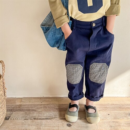 

Kids Unisex Pants Solid Colored Active School 2-6 Years Winter Blue Beige