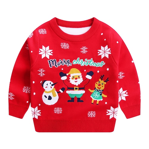 

Kids Boys Ugly Christmas Sweater Letter School Long Sleeve Active 2-8 Years Winter Green Blue Yellow