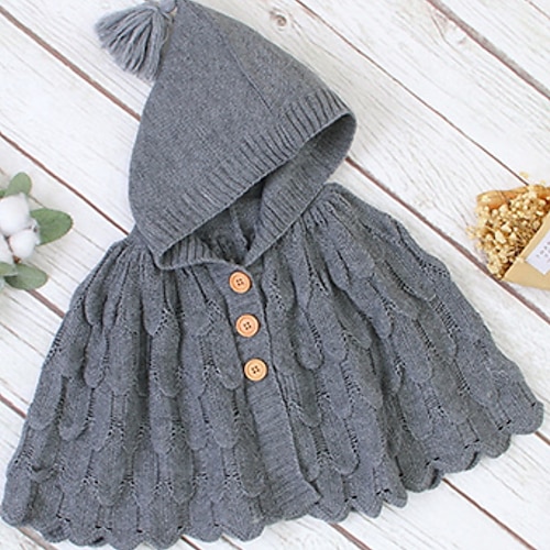 

Kids Girls' Cloak Cape Outerwear Plain Sleeveless Coat Daily Cotton Active Cute Pink Beige Gray Winter Fall 2-6 Years