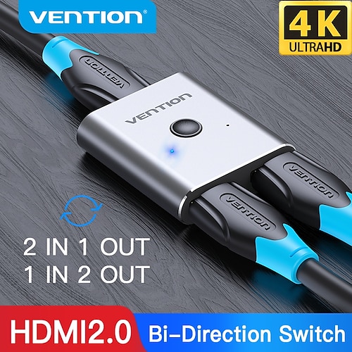 

Vention 4K Bidirectional 2.0 1x2/2x1 2 in 1 Out Converter For Xiaomi PS4 TV Box HDMI Switcher Adapter