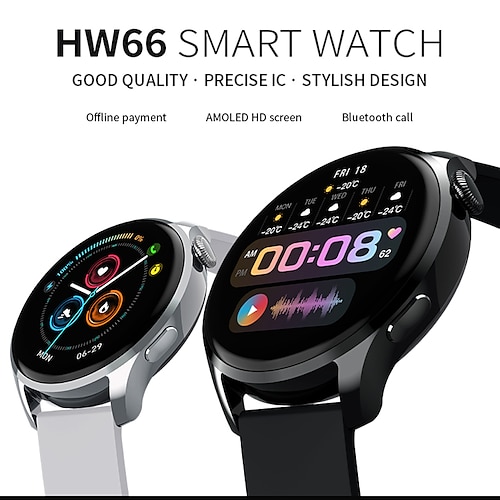 

696 HW66 Smart Watch 1.35 inch Smartwatch Fitness Running Watch Bluetooth Pedometer Call Reminder Sleep Tracker Compatible with Android iOS Men Hands-Free Calls Message Reminder Custom Watch Face IP