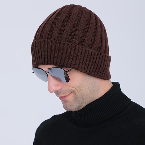 

Men's Slouchy Beanie Hat Outdoor Daily Holiday Solid / Plain Color Knitting Casual Casual / Daily 1 pcs