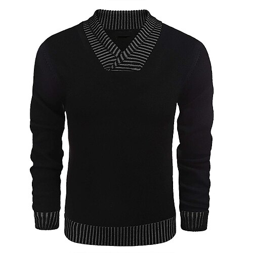 

Men's Sweater Pullover Sweater Jumper Ribbed Knit Cropped Knitted Color Block V Neck Basic Stylish Outdoor Daily Clothing Apparel Winter Fall Green Black S M L