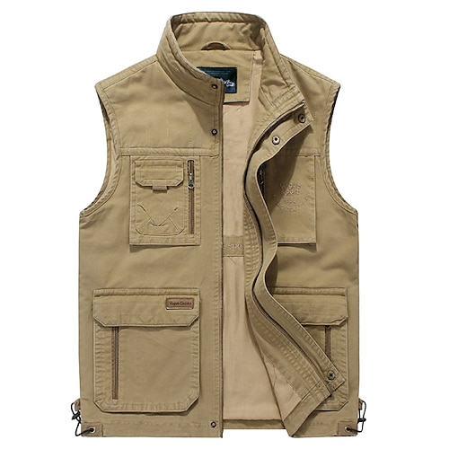 

Men's Hiking Fishing Vest Work Vest Cotton Outdoor Casual Lightweight with Multi Pockets Autumn / Fall Spring Travel Cargo Safari Photo Wear Resistance Breathable Waistcoat Jacket Coat Top