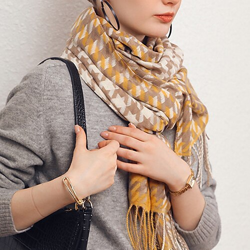 

Women's Women's Shawls & Wraps Outdoor Dailywear Holiday Grey Blue Brown Scarf Houndstooth