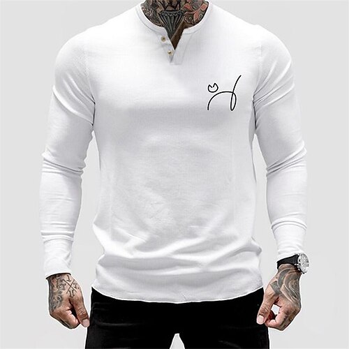 

Men's T shirt Tee Graphic Symbol Crew Neck White Print Street Sports Long Sleeve Button-Down Print Clothing Apparel Fashion Designer Casual Comfortable