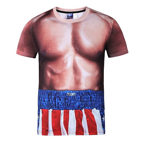 

Men's Unisex T shirt Tee Graphic Prints Muscle Crew Neck Red 3D Print Outdoor Street Short Sleeve Print Clothing Apparel Sports Designer Casual Big and Tall / Summer / Summer