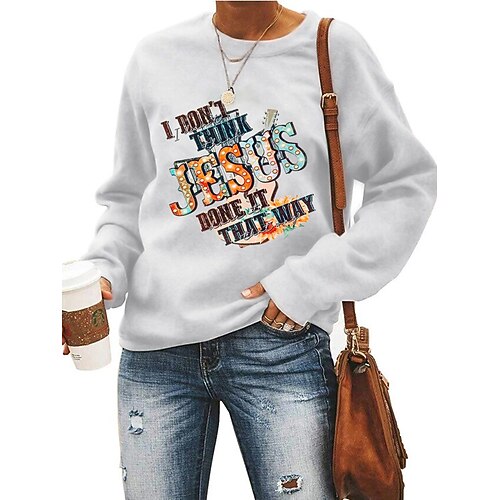 

Women's Sweatshirt Pullover Text Monograms Print Daily Sports Hot Stamping Active Streetwear Hoodies Sweatshirts White Black