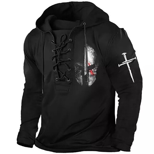 

Hombre Unisexo Sudadera Con Capucha Pull-over Negro Con Capucha Caballeros templarios Estampados Acordonado Estampado Casual Diario Deportes Impresión 3D Ropa de calle Design Casual Primavera Otoño