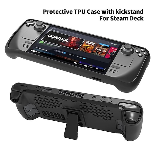 

Protective Case for Steam Deck, TPUPC Protector Grip Case with Kickstand, Shock-Absorption, Non-Slip Anti-Scratch Design Skin Accessories for Valve Steam Deck