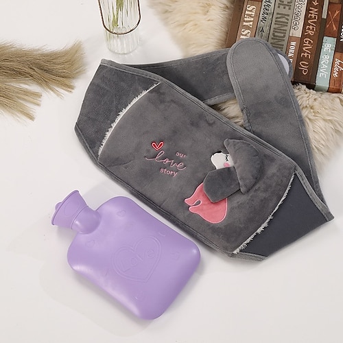 

Hot Water Bottle with Cover Set Portable Soft Plush Hand Body Waist Warmer Winter Gift