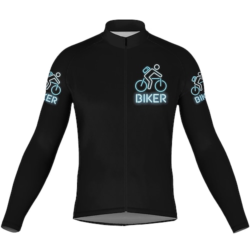 

21Grams Men's Cycling Jersey Long Sleeve Bike Top with 3 Rear Pockets Mountain Bike MTB Road Bike Cycling Breathable Quick Dry Moisture Wicking Reflective Strips Black Graphic Polyester Spandex Sports