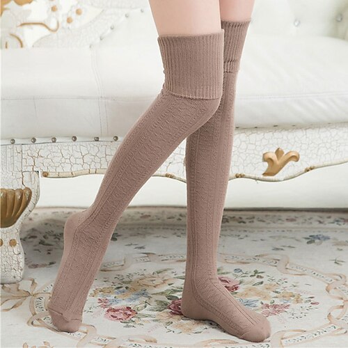 

Women's Stockings Party Gift Daily Solid Color Polyester Cotton Casual Warm Elastic Casual / Daily 1 Pair