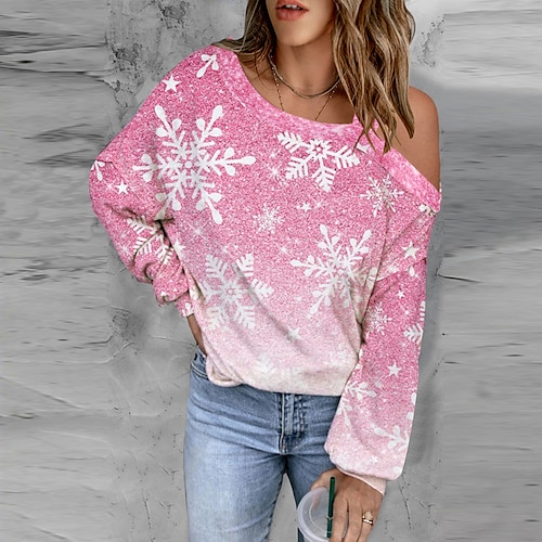 

Women's Sweatshirt Pullover Active Basic White Black Pink Graphic Leopard Christmas Round Neck Long Sleeve S M L XL 2XL