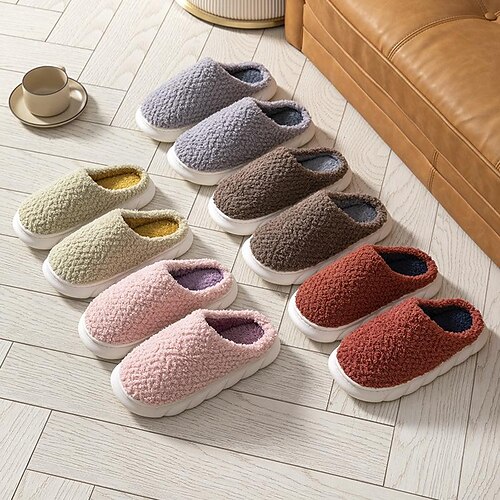 

Home Slippers for Women Men, Fuzzy House Slippers Memory Foam Slippers Slip on Cozy Bedroom Shoes Anti-Skid Rubber Sole Indoor Outdoor Shoes