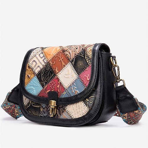 

Women's Crossbody Bag Shoulder Bag Nappa Leather Cowhide Zipper Plaid Daily Rainbow