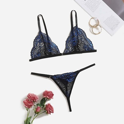 

Ladies Sexy Lace Embroidered Sexy Three Point Bikini Perspective Seduction Suit