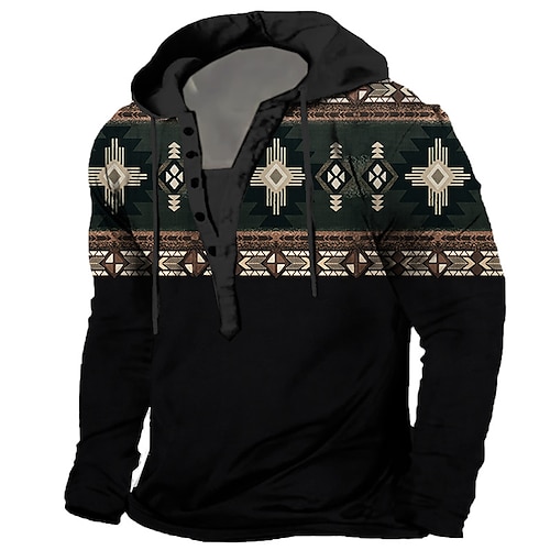 

Men's Unisex Pullover Hoodie Sweatshirt Pullover Button Up Hoodie Hooded Graphic Prints Print Sports Outdoor Daily Sports 3D Print Boho Streetwear Designer Clothing Apparel Hoodies Sweatshirts