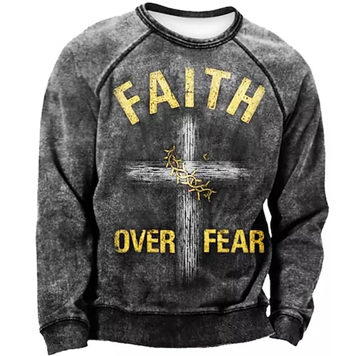 

Men's Unisex Sweatshirt Pullover Graphic Prints Cross Patchwork Print Daily Sports Holiday 3D Print Streetwear Designer Casual Clothing Apparel Hoodies Sweatshirts Long Sleeve Dark Gray
