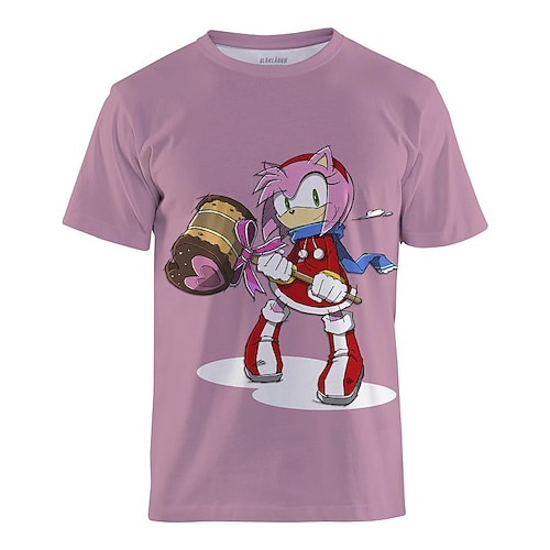 

Kids Girls' Sonic Amy Rose T shirt Tee Short Sleeve 3D Print Graphic Crewneck Pink Children Tops Fall Winter Cool Outdoor Daily Regular Fit 4-12 Years