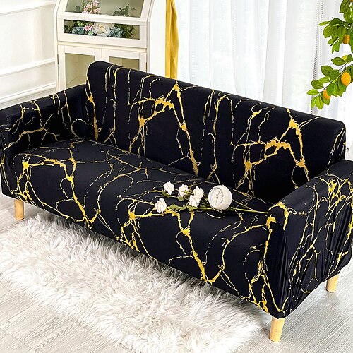 

Stretch Sofa Slipcover 1-Piece Sofa Cover Furniture Protector Couch Soft with Elastic Bottom for Kids Marble Printed, Spandex Fabric Machine Washable