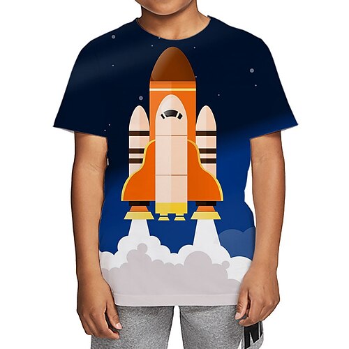 

Kids Boys T shirt Tee Short Sleeve 3D Print Graphic Crewneck Blue Children Tops Fall Winter Cool Outdoor Daily Regular Fit 4-12 Years