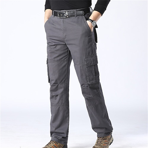 

Men's Cargo Pants Winter Pants Tactical Pants Trousers Multiple Pockets Solid Color Comfort Warm Casual Daily Streetwear 100% Cotton Workout Plus velvet ArmyGreen Black Micro-elastic