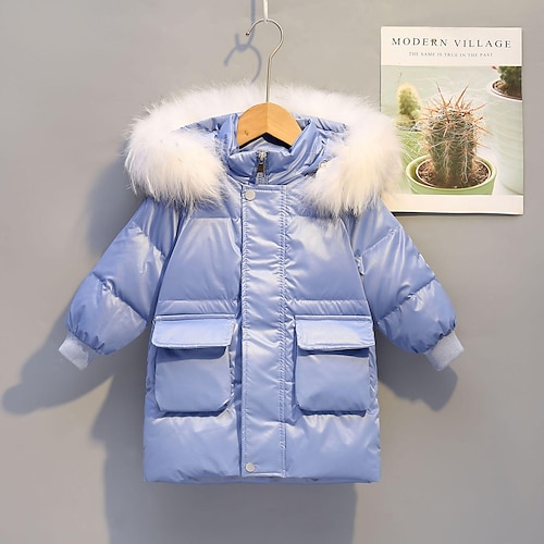

Kids Boys Coat Outerwear Plain Long Sleeve Coat Daily Cotton Active Black Blue Pink Winter Fall 2-8 Years