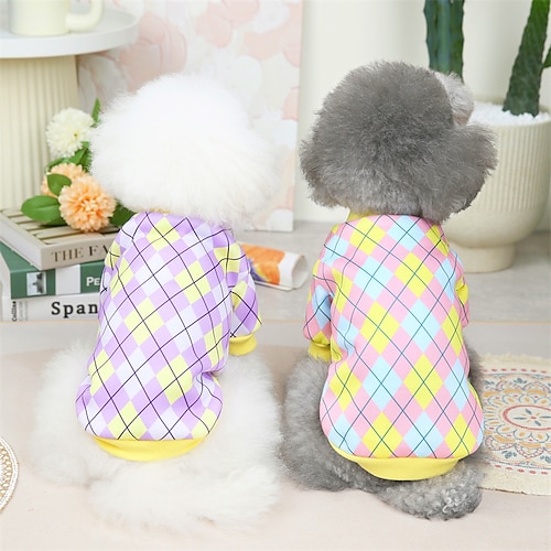 

Dog Cat Sweatshirt Plaid / Check Solid Colored Cute Sweet Dailywear Casual Daily Winter Dog Clothes Puppy Clothes Dog Outfits Soft Green Purple Rose Pink Costume for Girl and Boy Dog Cotton S M L XL