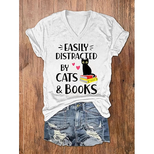 

Women's T shirt Tee Blue Purple Light Green Graphic Letter Patchwork Print Short Sleeve Casual Daily Basic V Neck Regular S