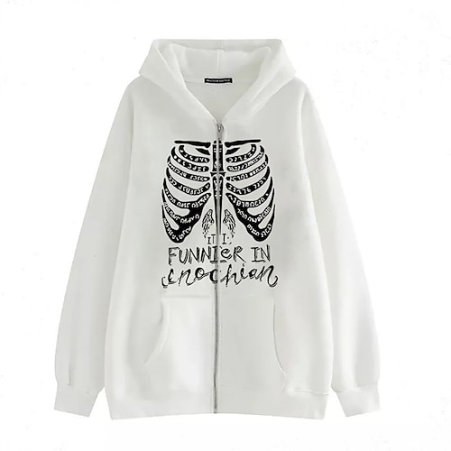 

Women's Hoodie Jacket Warm Breathable Outdoor Halloween Vacation Going out Patchwork Pocket Print Zipper Hoodie Active Comfortable Street Style Halloween Letter Loose Fit Outerwear Long Sleeve Winter