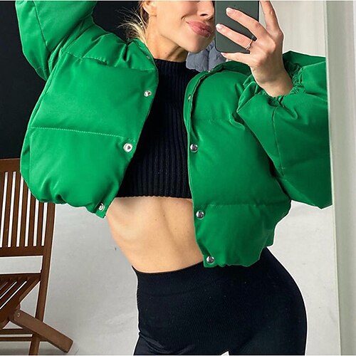 

Women's Winter Jacket Winter Coat Parka Windproof Warm Outdoor Daily Wear Vacation Going out Pocket Single Breasted Turndown Active Sports Comfortable Street Style Solid Color Regular Fit Outerwear