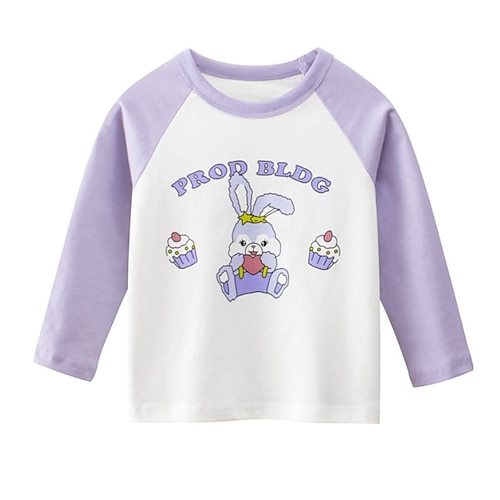 

Kids Girls' T shirt Cartoon Outdoor Long Sleeve Cute Cotton 2-8 Years Winter Purple