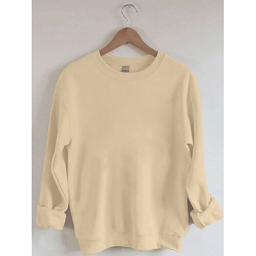 

Women's Basic Solid Colored Daily Round Neck Sweatshirt