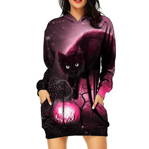 

Inspired by Halloween Pumpkin Cat Hoodie Cartoon 100% Polyester Anime Front Pocket Graphic Hoodie For Men's / Women's / Couple's