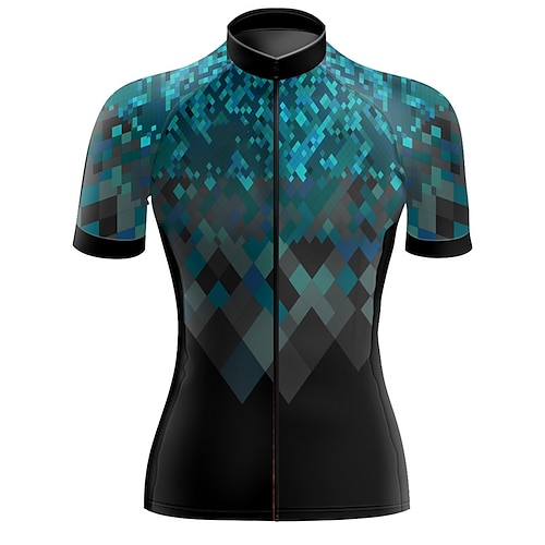 

21Grams Women's Cycling Jersey Short Sleeve Bike Top with 3 Rear Pockets Mountain Bike MTB Road Bike Cycling Breathable Quick Dry Moisture Wicking Reflective Strips Green Geometic Polyester Spandex