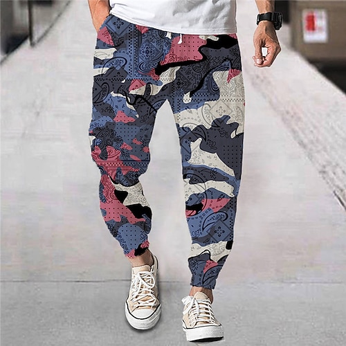 

Men's Joggers Trousers Beach Pants Drawstring Elastic Waist 3D Print Color Block Graphic Prints Comfort Breathable Sports Outdoor Casual Daily Streetwear Designer Blue Micro-elastic / Elasticity
