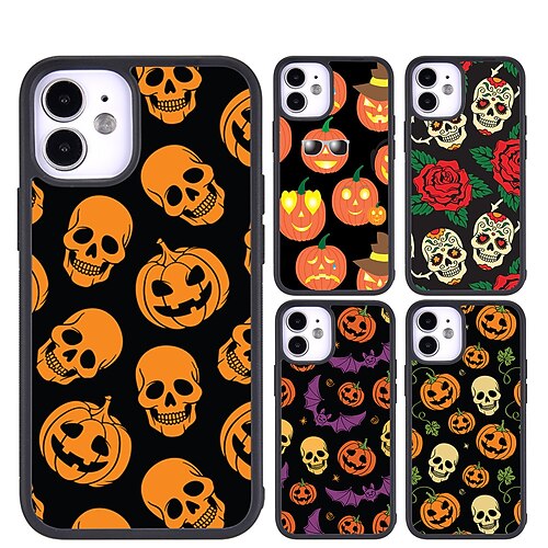 

Phone Case For Apple Classic Series iPhone 13 Pro Max 12 Mini 11 X XR XS Max 8 7 Bumper Frame Full Body Protective Dustproof Halloween Skull TPU Metal