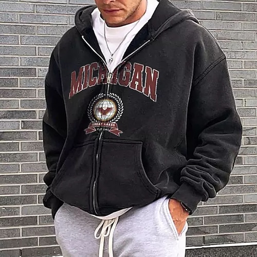 

Men's Hoodie Quarter Zipper Hoodie Hooded Graphic Letter Print Sports Outdoor Daily Sports Hot Stamping Basic Cool Casual Clothing Apparel Hoodies Sweatshirts Long Sleeve Black / Spring / Fall