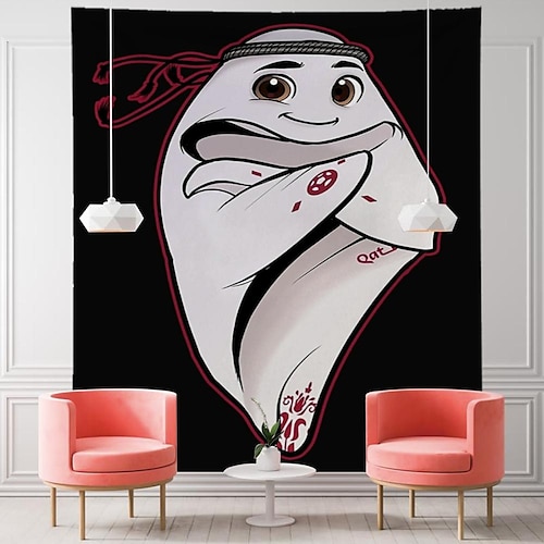 

2022 World Cup Tapestry Mascot Atmosphere Bar Club Party Decorations Fan Supplies Qatar World Cup Tapestry European Cup