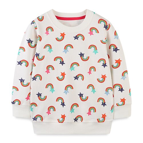 

Kids Girls' Sweatshirt Rainbow Daily Long Sleeve Fashion Cotton 2-8 Years Winter White