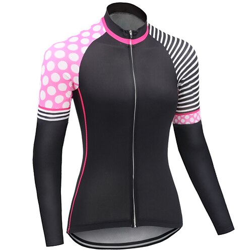 

21Grams Women's Cycling Jersey Long Sleeve Bike Top with 3 Rear Pockets Mountain Bike MTB Road Bike Cycling Breathable Quick Dry Moisture Wicking Reflective Strips Black Geometic Polyester Spandex