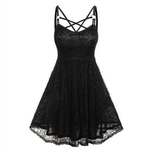 

Damen Spitzenkleid Etuikleid Midikleid Grün Schwarz Blau Ärmellos Totenkopf Motiv Spitze Frühling Sommer Spaghetti-Träger Weihnachten 2022 S M L XL XXL