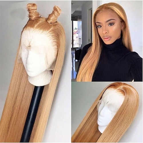 

Unprocessed Virgin Hair 13x4 Lace Front Wig Middle Part Brazilian Hair Straight Blonde Wig 130% 150% Density with Baby Hair Smooth 100% Virgin Glueless Pre-Plucked For wigs for black women Long Human