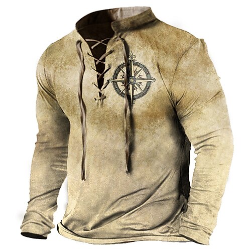 

Men's Unisex Sweatshirt Pullover Khaki Standing Collar Graphic Prints Lace up Print Casual Daily Sports 3D Print Streetwear Designer Casual Spring & Fall Clothing Apparel Hoodies Sweatshirts Long