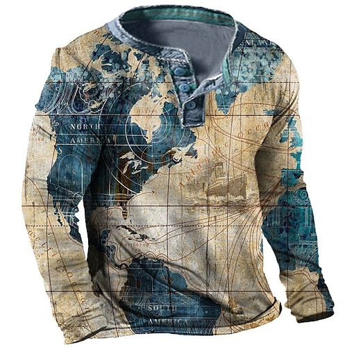

Men's Unisex Sweatshirt Pullover Button Up Hoodie Henley Collar Color Block Graphic Prints Boat Print Casual Daily Sports 3D Print Designer Casual Big and Tall Clothing Apparel Hoodies Sweatshirts