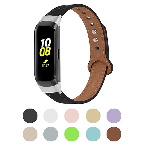 

1 pcs Smart Watch Band for Samsung Galaxy Fit SM-R370 Fit SM-R370 Genuine Leather Smartwatch Strap Adjustable Breathable Leather Loop Replacement Wristband