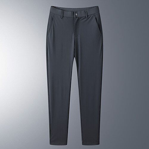 

Men's Dress Pants Chinos Trousers Pocket Lines / Waves Comfort Breathable Business Casual Daily Retro Vintage Formal Black Grey Stretchy
